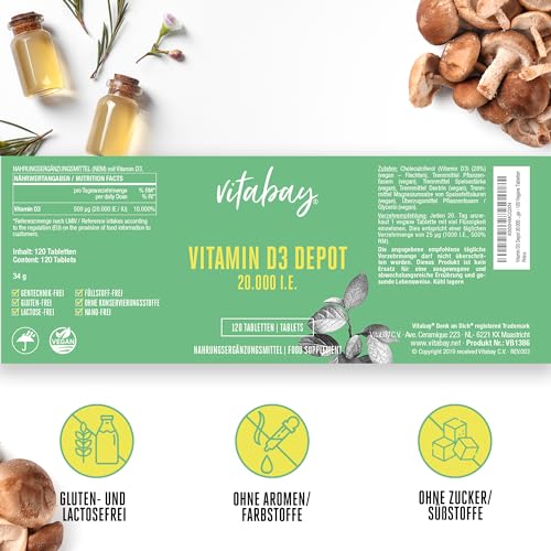 Vitamin D3 Depot 20.000 I.E. (120 Vegane Tabletten) - 7