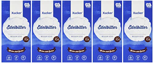 Xucker zuckerfreie Schokolade mit Xylit, Edelbitter, 5 x 100g Tafel - 4