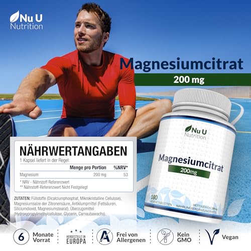 Magnesium-Citrat 200 mg – 180 Magnesium-Tabletten – Nu U Nutrition - 2