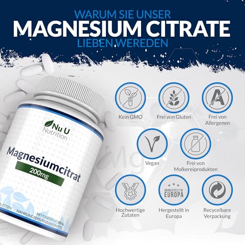 Magnesium-Citrat 200 mg – 180 Magnesium-Tabletten – Nu U Nutrition - 6