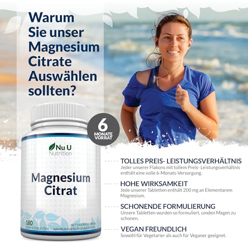 Magnesium-Citrat 200 mg – 180 Magnesium-Tabletten – Nu U Nutrition - 10